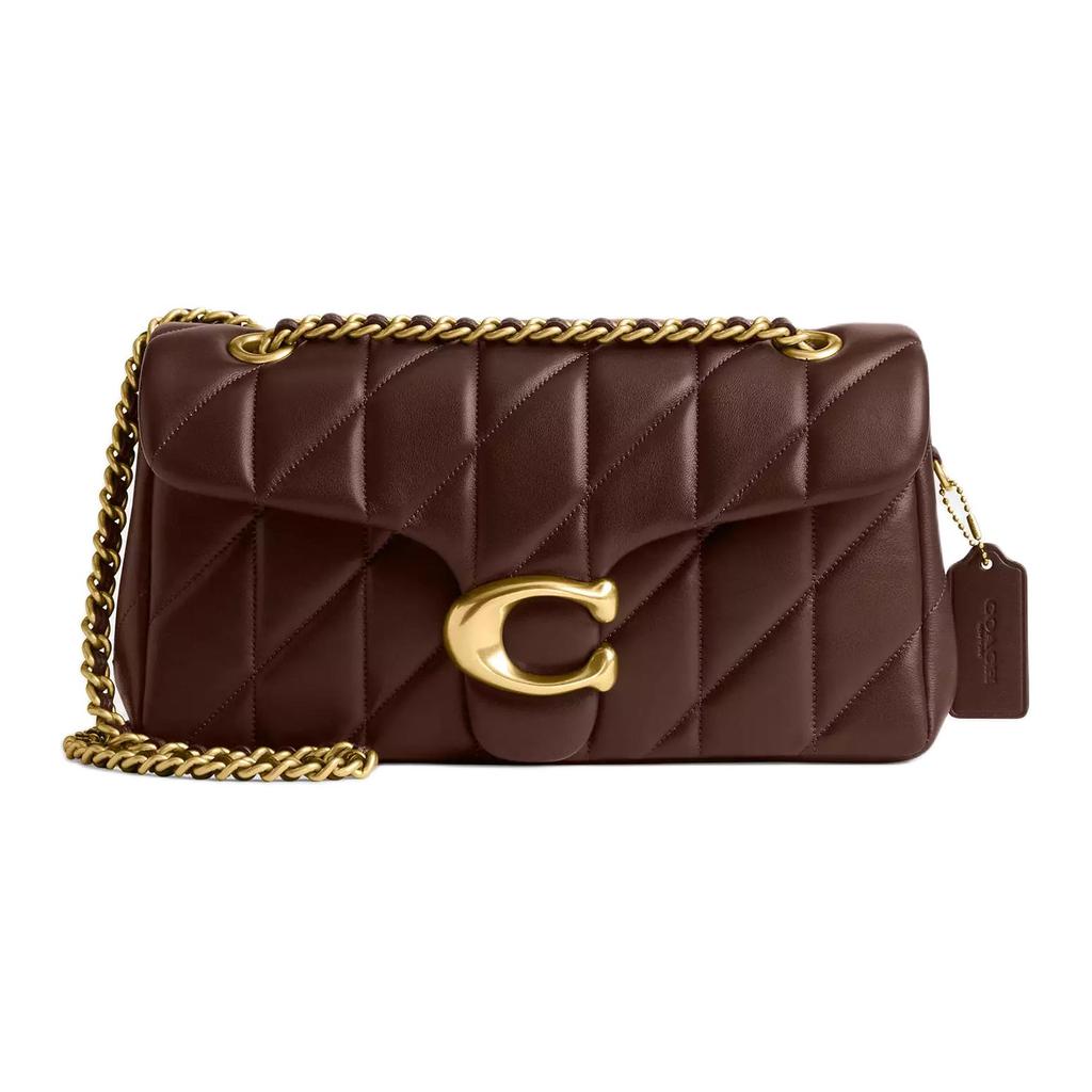 Coach Women's Quilted Leather Shoulder Bag, Large Capacity C Logo Flap Chain Crossbody Bag, Fashionable for Daily Commute & Shopping CP150-B4MPL