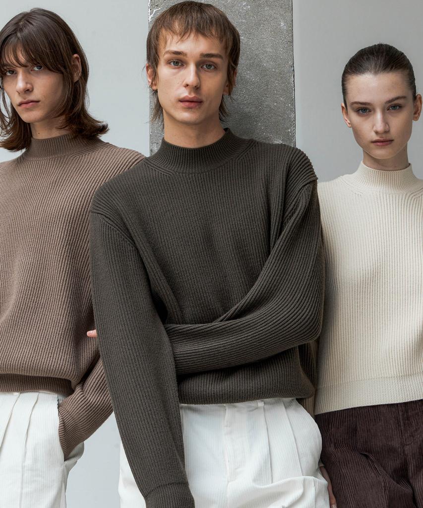 TRIP LE SENS Basic Mock Neck Over Knit (Man)_Cream Ivory