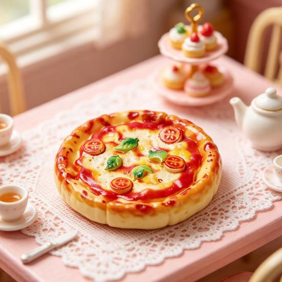 Miniature Scene Decorations 2Pcs Mini Resin Pizza Ornaments, Realistic Miniatures, Tiny Simulation Figures Food Ornaments for DIY Craft Project, Doll