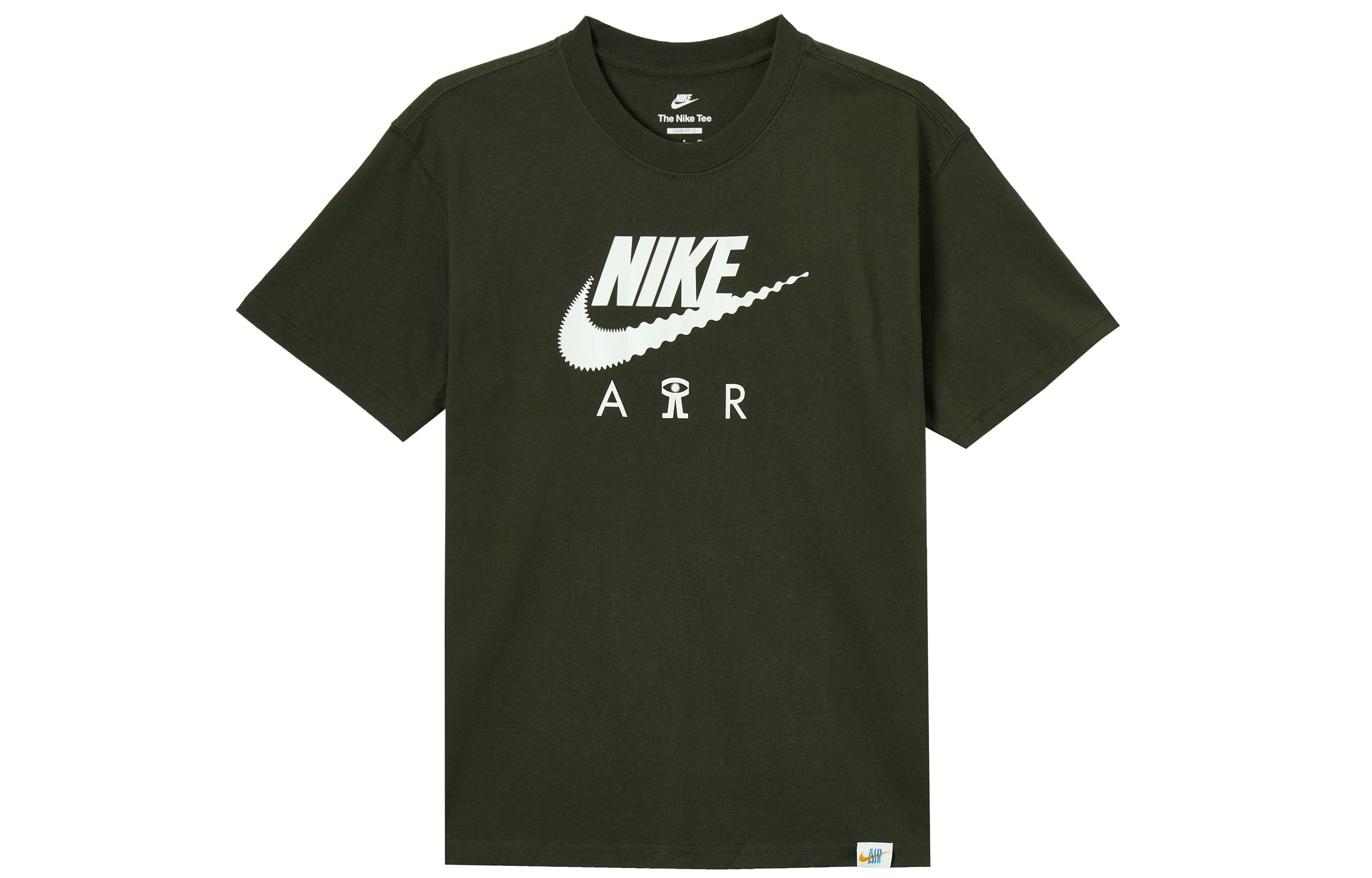 

Nike T Shirts Men s Green Crew Neck Moderate Straight Fit DQ1017-355 L