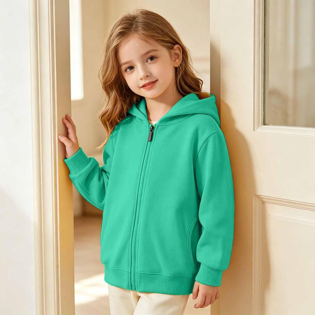 Kids Zip-Up Hoodie for Boys and Girls, Color Long Sleeve Casual Top