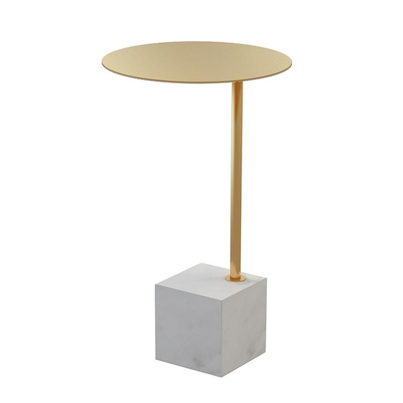 Nordischer Marmor Kleiner Couchtisch - Schlicht Modern, Schmiedeeisen mit Goldenen Akzenten, Ideal für Wohnzimmer Sofaecken