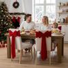 Chair Sashes 11.8x29 Inch Chair Ribbon Sash Red Christmas Tree Topper Bow For Dining Holiday Party Wedding Wreath Banquet Indoor