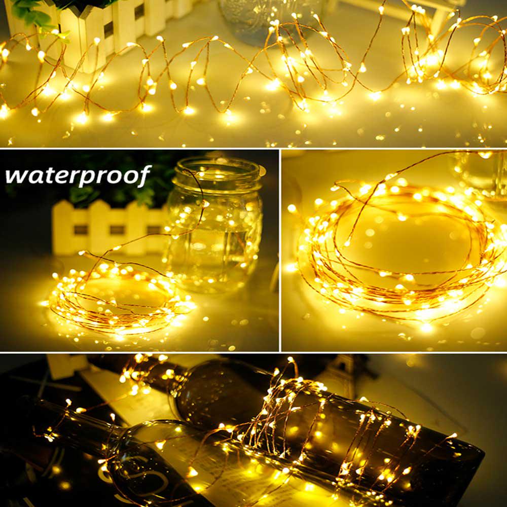 Solar Copper Lamp String Christmas LED Decorative Lamp Copper Star String Lamp Light String 8