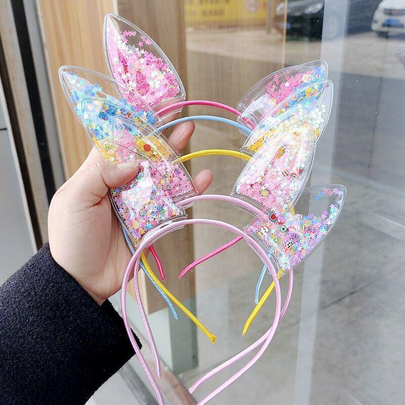 Korean Glitter Crown & Cat Ears Headband for Girls - Cute Hair Accessories