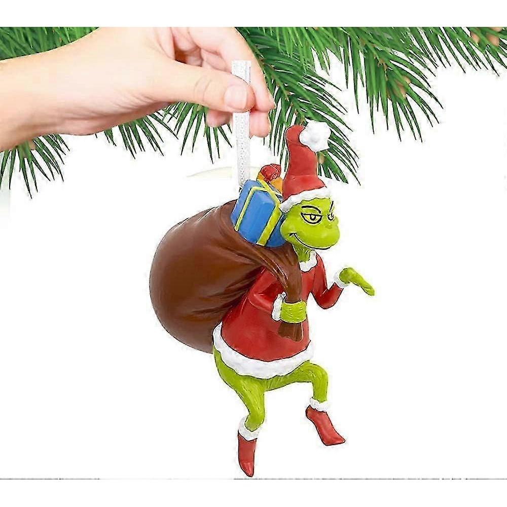 Grinch Hanging Ornament Christmas Decorations Pendants, Funny Resin Green Grinch Xmas Dcor