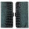 For Samsung Galaxy A07 Case Crocodile Texture Genuine Cow Leather Phone Wallet Cover