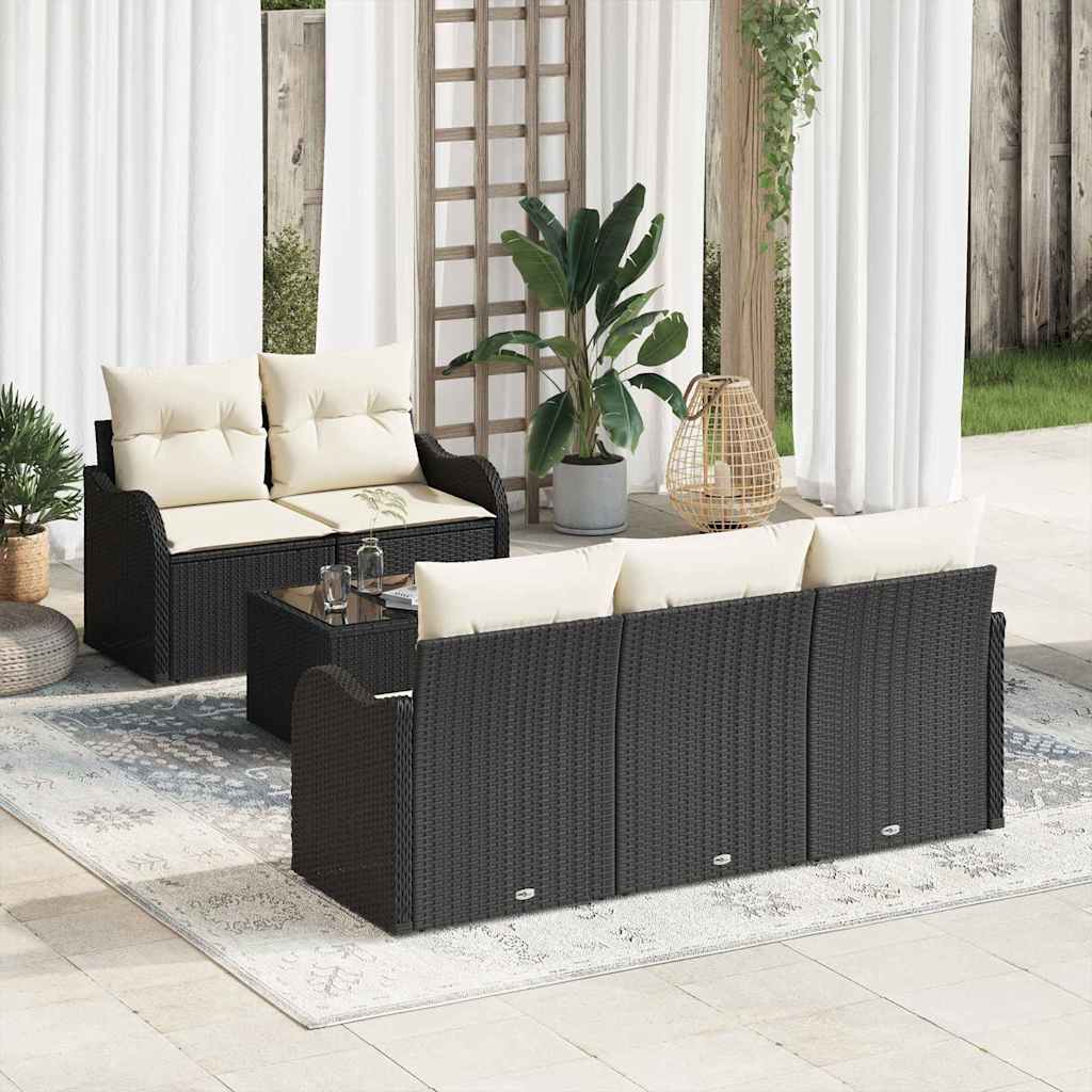 Garden Sofa Set Black Poly Rattan