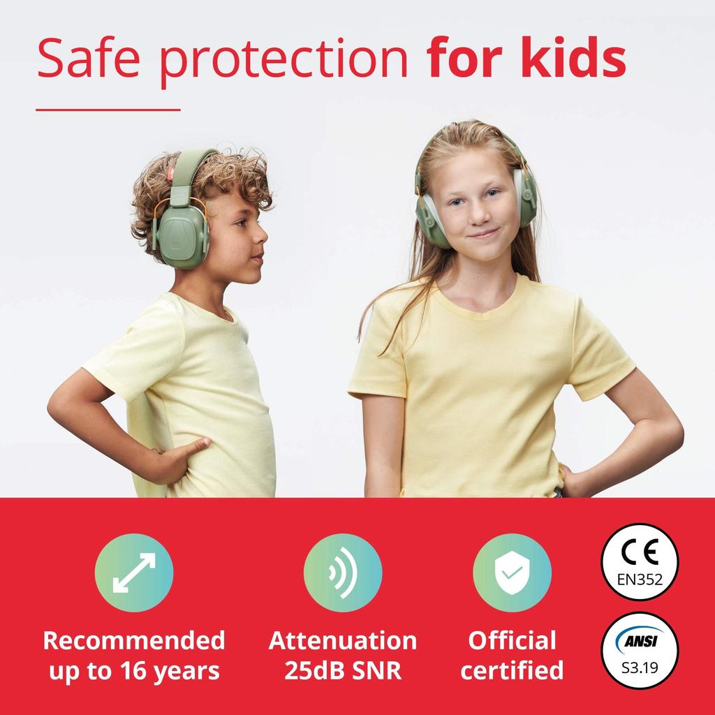 ALPINE HEARING PROTECTION MUFFY KIDS GRN Soundproofing and Noise Reduction for Green Earmuffs, Children,
