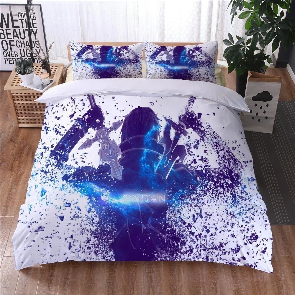 Sword Art Online Bed Covers Bedding Set,Cartoon Cover Modern Printed 2/3Piece Set 1 Bed Cover,Birthday Gifts