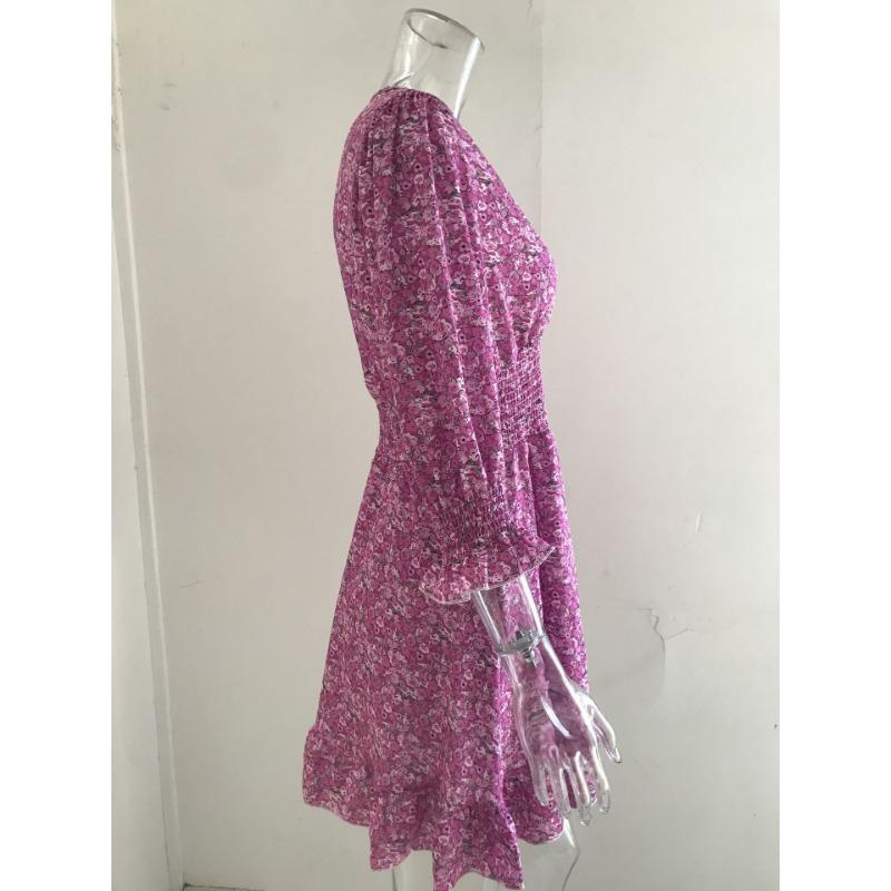 Summer Floral Print Mini Dresses Women Vintage Sexy A-Line V-Neck Half Sleeve Party Dress Female Casual Elegant Beach Dress