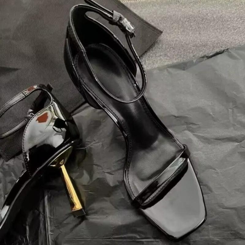 Fashion Stiletto Heels Women's Summer New Square Toe Open Toe One Buckle Square Toe Anti-Slip Wear-Resistant Sandals