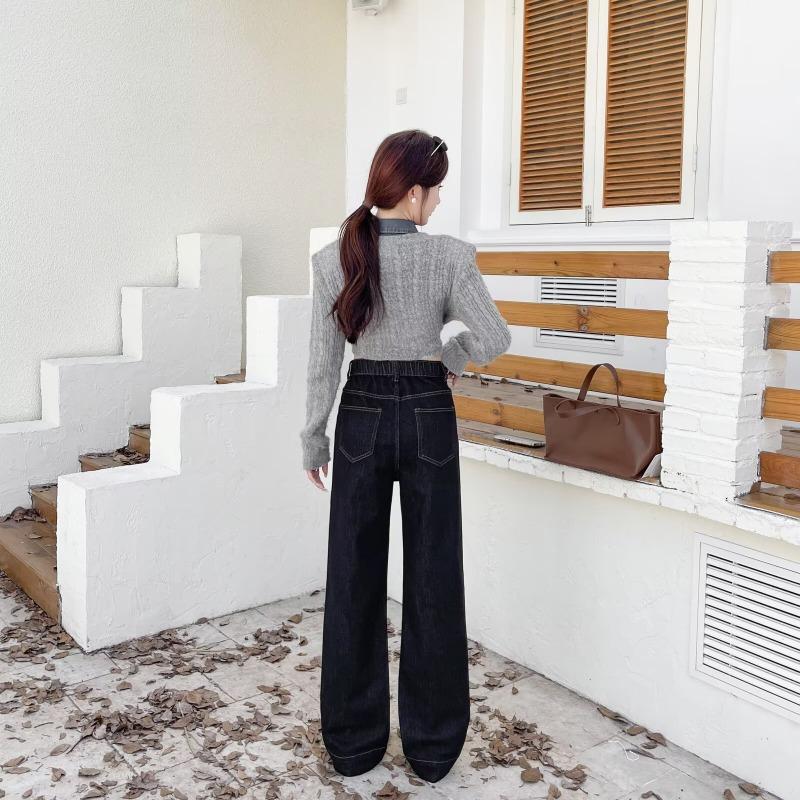 Plus Size Women Denim Straight Leg Casual Floor Length Long Pants