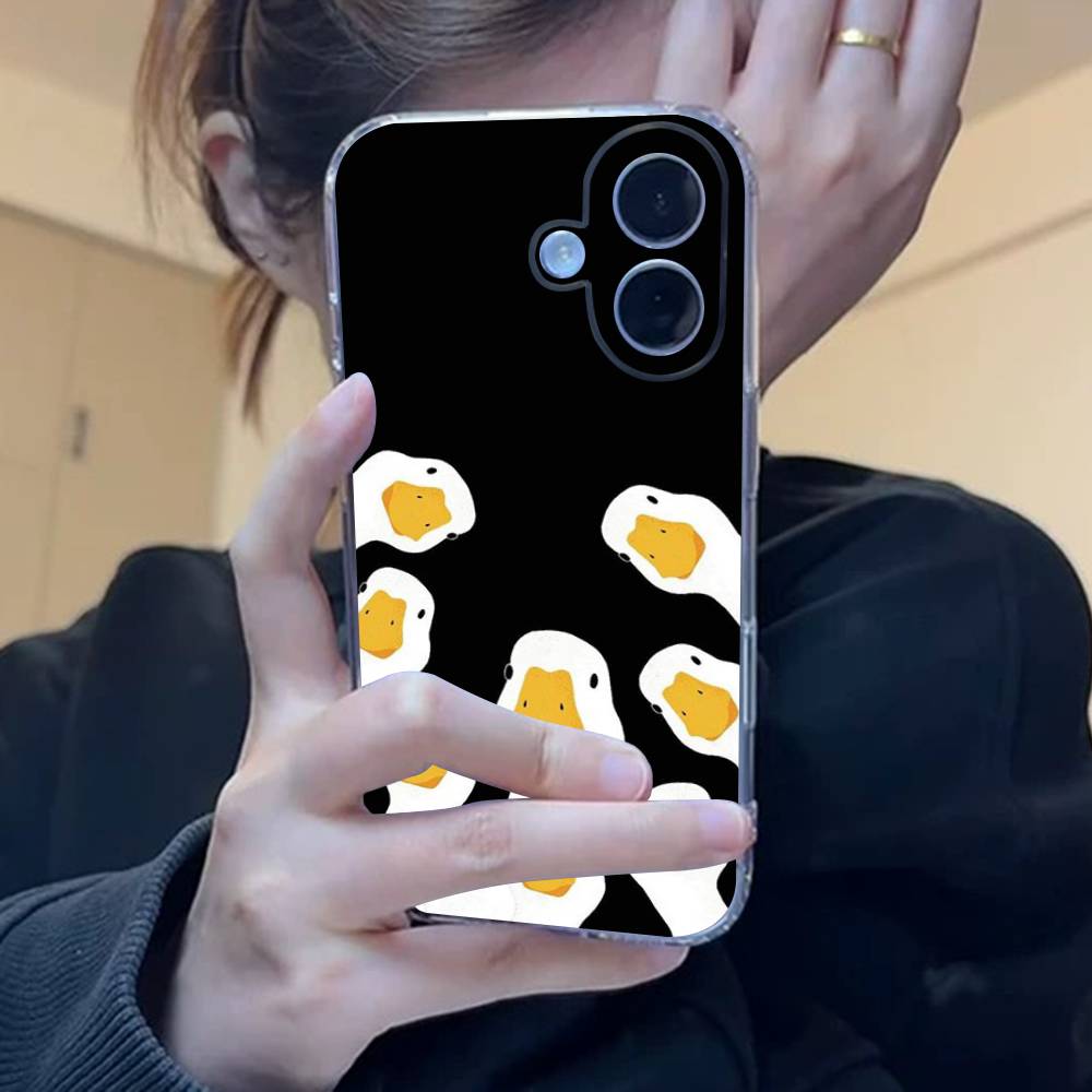 

Мультяшный забавный утенок Чехол для телефона Для iPhone 17 15 14 13 11 12 16 Pro Max Plus Mini Прозрачный Силиконовый Мягкий Funda iPhone 14