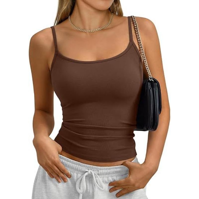 Canottiera da Donna a Coste con Spalline Sottili Scollo Rotondo Vestibilità Aderente Casual