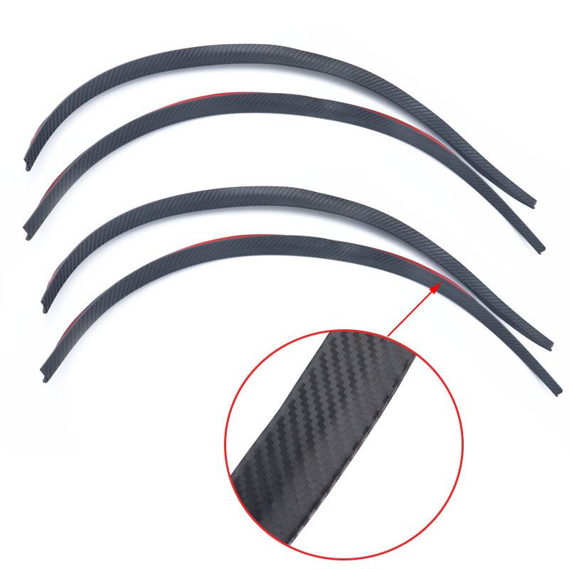 2/4pcs Universal Fiber Car Truck Body Kit Trim Fender Flare Rubber Wheel Eyebrow Anti-scratch Strip Lip Stickers Black/