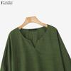 ZANZEA Camicetta casual da donna a maniche lunghe con scollo a V tinta unita