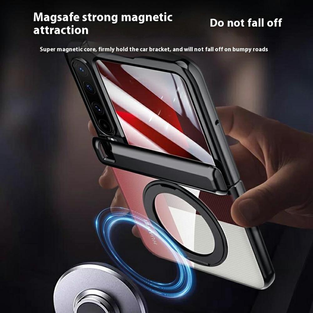 For Huawei Pura X Case Compatible with MagSafe Kickstand Electroplated PC Phone Cover Built-In Screen Protector