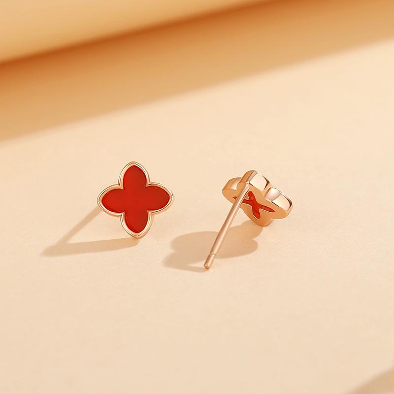 Four-leaf Clover Earrings for Women Casualfashionclassy Agate Women s Earrings 925 silver