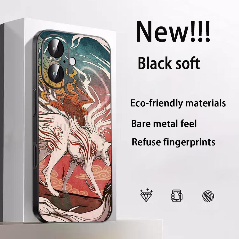 Nine-tailed fox art fashion design Phone Case For iPhone 17 16 e 15 14 13 12 Plus Mini Pro Max Soft black Shockproof Cover