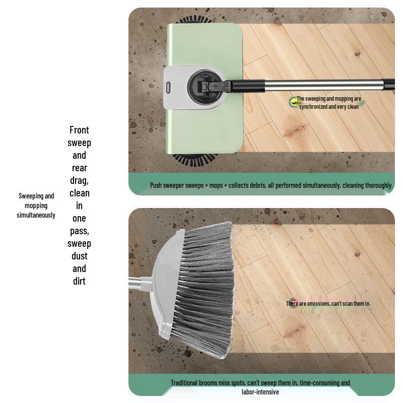 Tlačná zametací stroj: Sada smetáku, lopatky, mopu a stěrky s integrovaným robotem