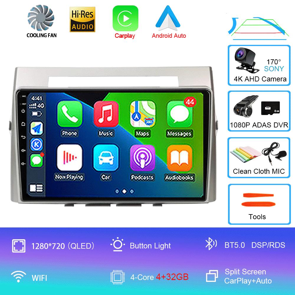 9inch Android 14 Car RadioFor Toyota Corolla Verso AR10 2004-2009 Multimedia Player Android Auto Wireless Carplay GPS 2Din DVD