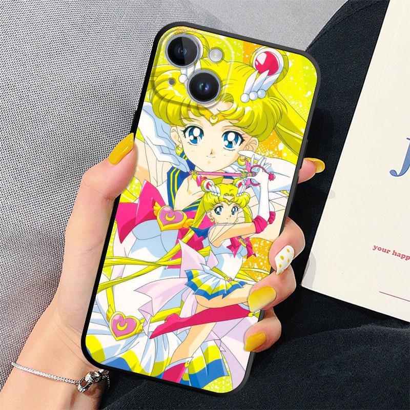 Black Soft Case for Apple iPhone 6s 11 8 XS X 13 Pro Max XR 7 12 Mini 14 Plus SE 14Pro Back Cases Sailor Cartoon M-Moons Cover