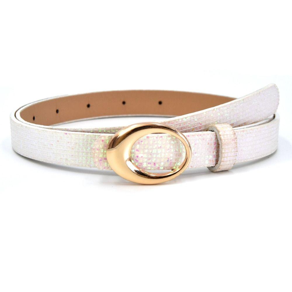Bling Bling Glitter Rhinestone Belt Versatile Luxury Brand Design O-shaped Buckle Belt Sparkling Vintage PU Leather Belt