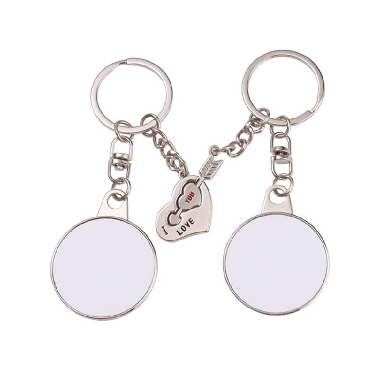 Sublimation Blank Keychain Metal Heat Transfer Couples Keychain for Christmas 1