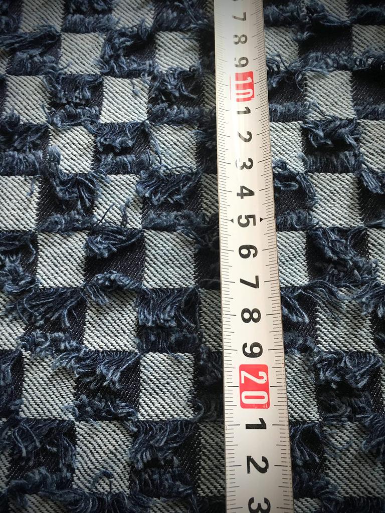 Fringe Denim Design Denim Handmade Denim Thin Cotton Denim Fabric Scraps of 2 Block Fabric, Remnants, Fabric, (Set Check)