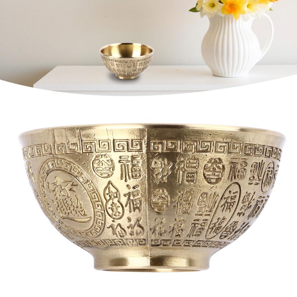 3.3-Inch Diameter Copper Decorative Bowl Gold Blessing Bowl Incense Temple Bowl For Office Decor