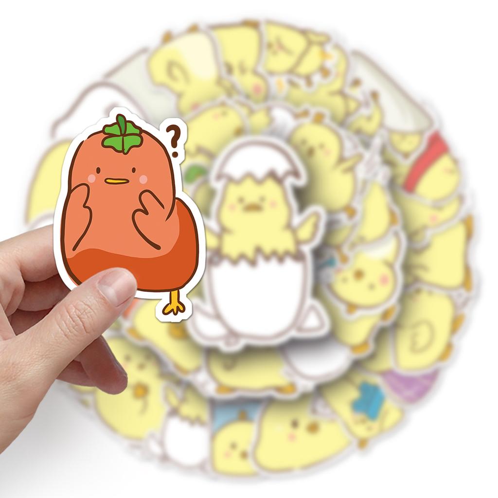 50 Pictures of Little Yellow Chicken Doodle Personality Cartoon Cute Hand-painted DIY Mobile Phone Case Suitcase Stickers Waterproof