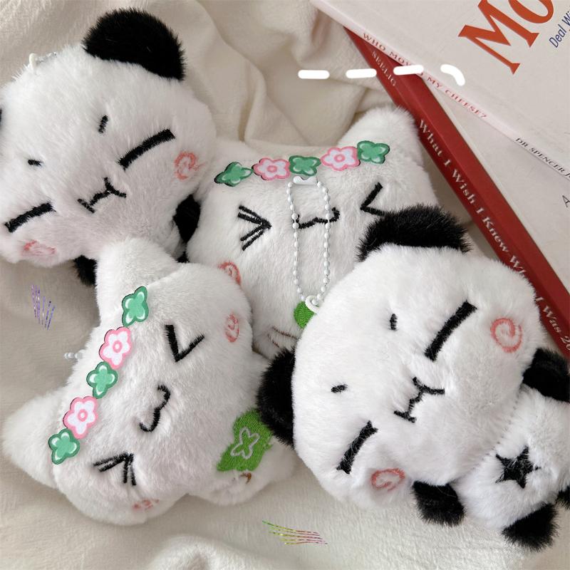 Cartoon Animal Rabbit Panda Plush Pendant Keychain Kawaii Key Ring For Women Girls Cute Backpack Pendant Accessories