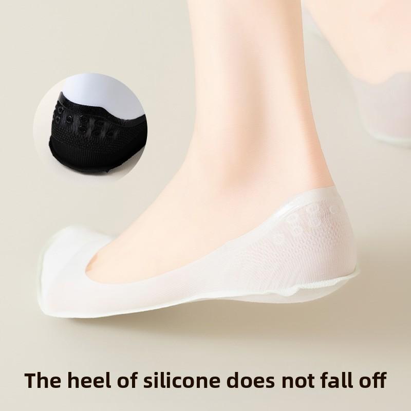 5 Pairs of Women's Summer Thin Ice Silk Cool Breathable Non Slip Boat Socks