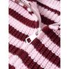 Frühling Damen Locker Fauler Stil Pullover Cardigan Ausgestellter Revers Langarm Doppelkettenstreifen Strickmantel