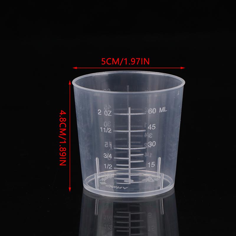 10Pcs 60Ml Measuring Cup Transparent Plastic Scale Beaker Cups Lab Graduated Liquid Container Without Handle Kitchen Baking Tool