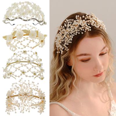 Handgefertigte Kristallkronen-Stirnbänder für Frauen, Haarschmuck, Perlen-Braut-Hochzeits-Tiaras und Kronen, Party-Haarschmuck, Verlobung