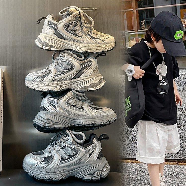 Genuine leather boys shoes 2025 spring and autumn new children's sports shoes girls dad shoes students lightweight running shoes tide