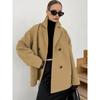 European and American 2025 Spring Female Outwear Lapel Long Sleeve Thick Double Breasted Brown Top