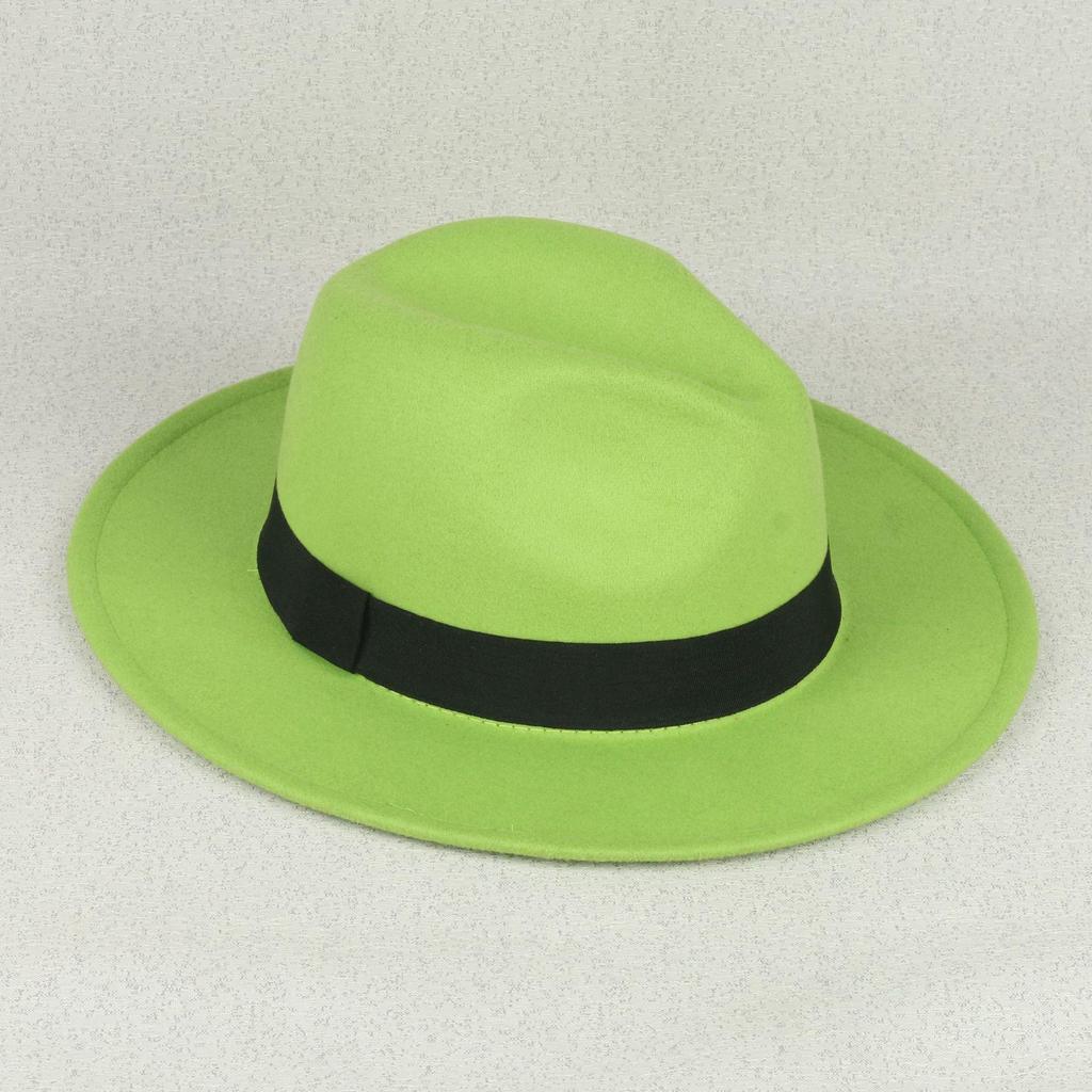 Retro Shanghai Fedora mit breiter Krempe: Unisex Frühling/Herbst Jazz Panama Hut in Wolloptik