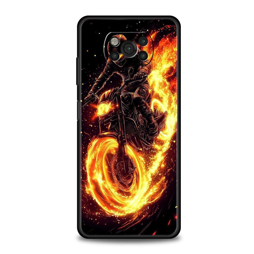 Motorcycle Phone Case for Xiaomi Poco F7 F6 F5 F4 F3 X6 X5 X4 X3 NFC F7 Ultra M4 C51 C55 GT 5G Soft TPU Cover Fundas Capas Coque