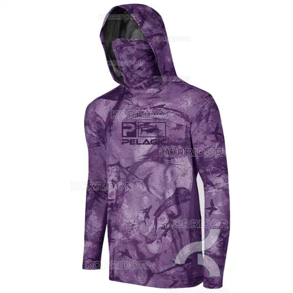 PELAGIC camouflage fishing suit for men and women long-sleeved mask hoodie sun protection breathable fishing suit can be