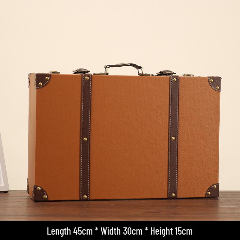 Vintage American Retro Leather-Wooden Suitcase Display and Photography Prop