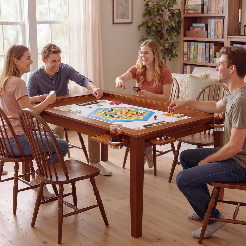 VEVOR Board Game Table 2-in-1 Gaming and Dining Table 1.6 X 1 X 0.76 M, Roomy for 6 Players, with Removable Tabletop, Leather Gaming Mat