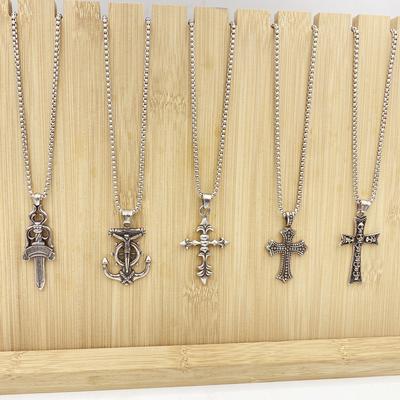 Titanium Steel Cross Long Necklace Pendant Neutral Pendant Retro Hip Hop Punk Style Men's Necklace