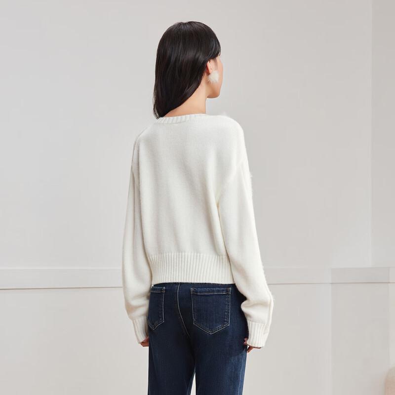 IEF Women's White Twist Knit Pullover