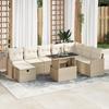 9-Piece Garden Sofa Set with Beige Cushions In Poly Rattan 3359738
