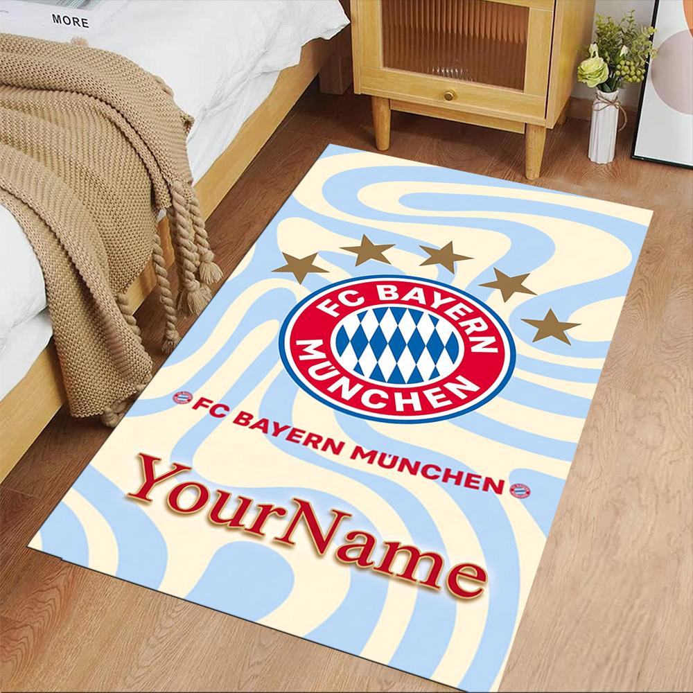 Bayern Munich Customize Your Name Carpet Design for Playrooms Entryway Bedrooms Study room Antislip Carpet Anime Office Decor Birthday/Christmas Gift