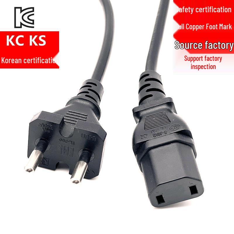 KC Certified Korean Two-Pin Power Cord, KS Standard, Plug Type C17