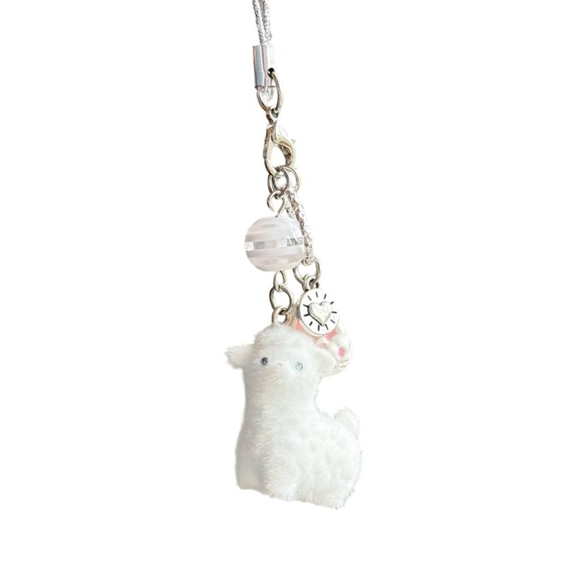 Cute Alpacas Keychain Sturdy Resin Design Lightweight Waterproof Decorative Accessory for Keys Bags
